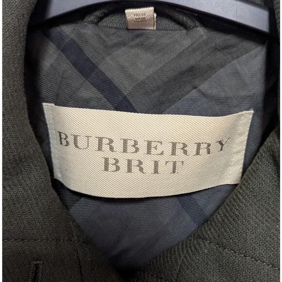 Burberry Brit Green Rushworth Wool Belted Trench Coat Lined 12 - Picture 4 of 6